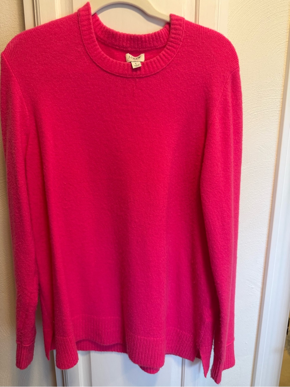 J. Crew Crewneck Sweater in Bright Pink
